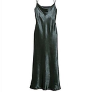 NWOT Strappy maxi dress. Steel grey satinish 14L.